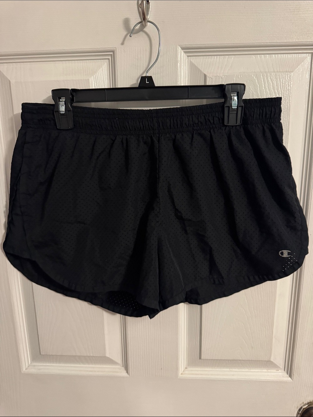 Champion Black Mesh Running Shorts with Elastic Waist